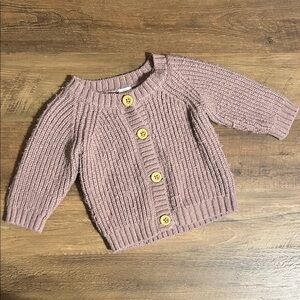 H&M Baby Lilac Mauve Button-Up Knit Sweater 6m